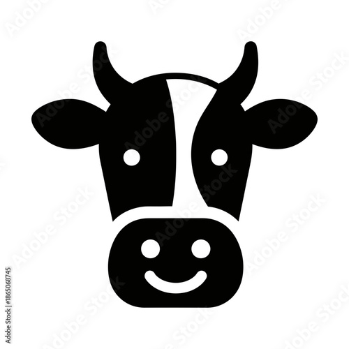 smiling cow head face glyph icon