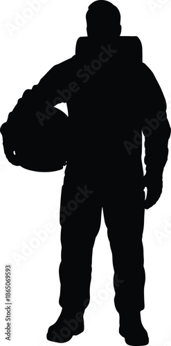 Silhouette of a person holding a large bag standing with legs apart human figure