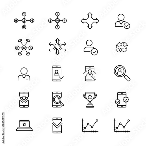 Minimal app onboarding outline icon pack vector for UX systems