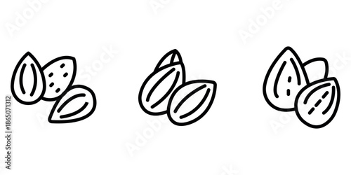 almonds outline or line icon design bundle.