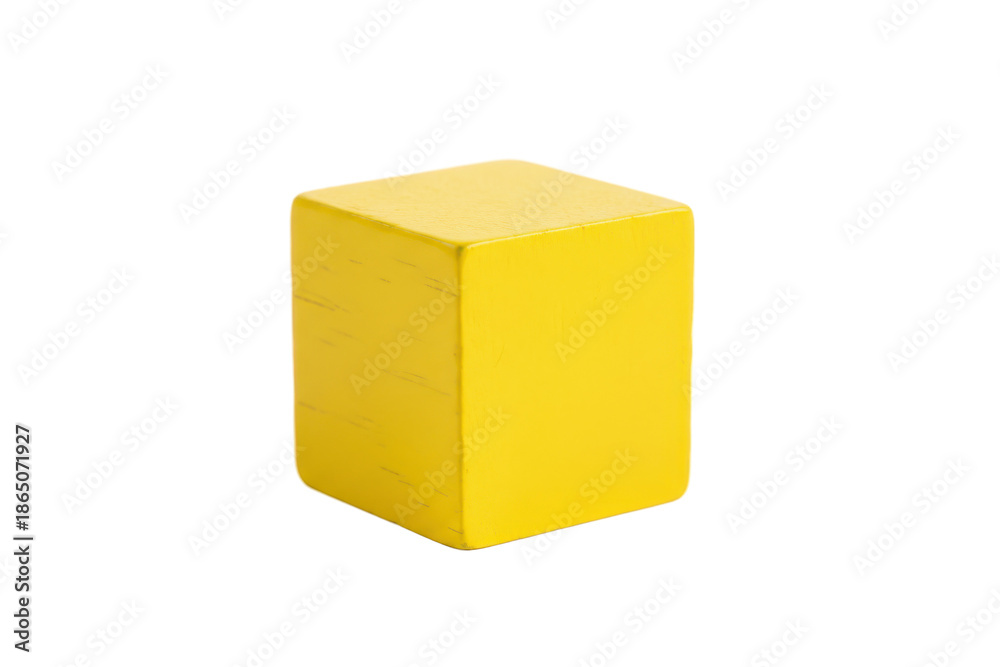 Fototapeta premium Minimalist composition featuring a yellow cube on a monochromatic yellow colored surface