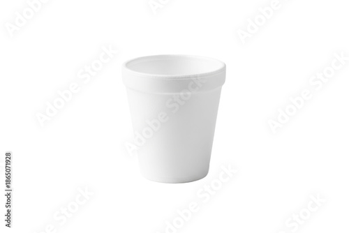 Minimalist composition featuring a solitary white disposable cup in studio photography
