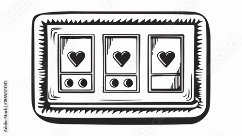 Vintage slot machine with heart symbols on reels