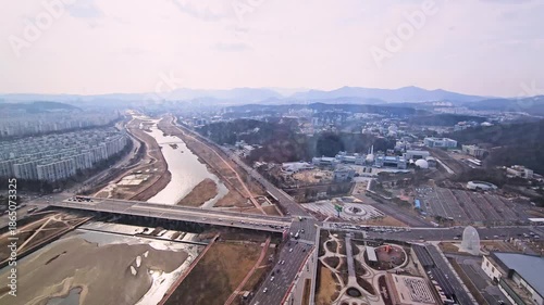 Daejeon, South Korea - 1 Feb, 2024 : Aerial view of near Hanbit Tower