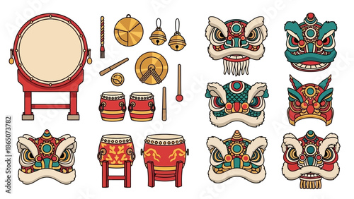 Chinese lion dance drum props.