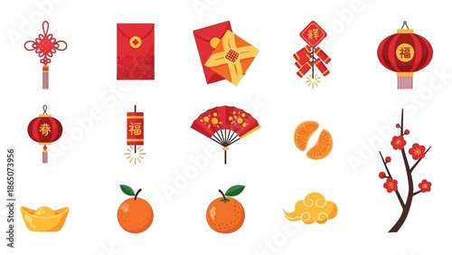 Chinese New Year Decorations Icons.