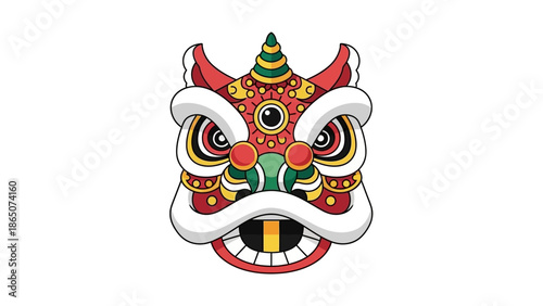 Lion Dance Colorful Mask Face.