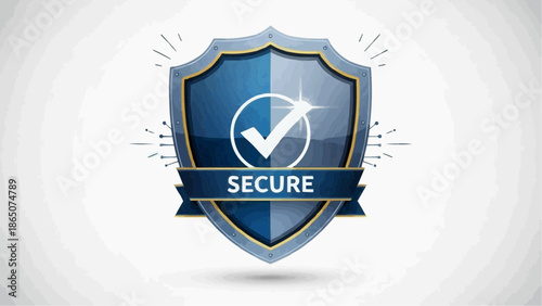 Secure Shield Icon, Digital Security Concept, Isolated Graphic Illustration, Modern Technology Environment, Front View