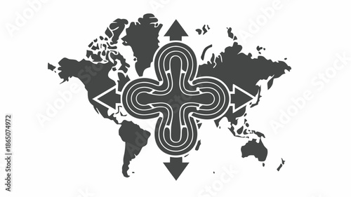 Global business strategy and logistics concept with world map