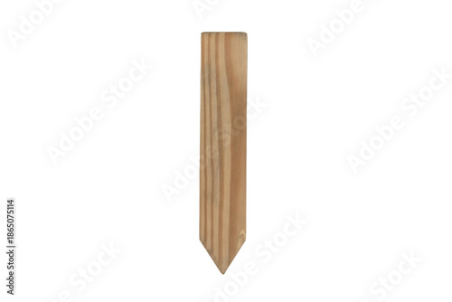 Tapered wooden stake with distinct grain patterns on a muted earth tone surface