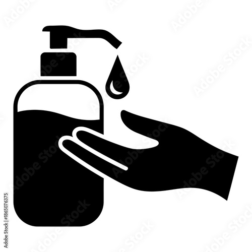Hand Sanitizer Use Icon Silhouette Vector Style on White Background