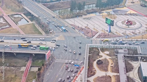 Daejeon, South Korea - 1 Feb, 2024 : Aerial view of near Hanbit Tower