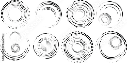 Halftone dots in circle form. round logo . vector dotted frame . design element