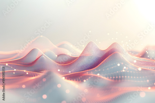 Abstract Glowing Data Waves with Particles in Soft Pastel Colors