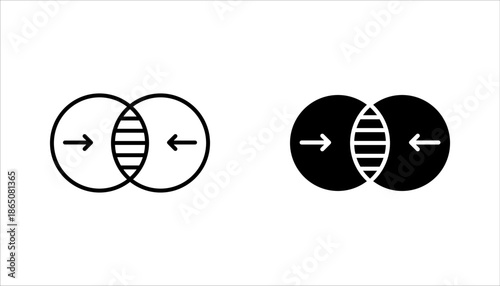 Merging linear icon set. Thin line vector illustration on white background