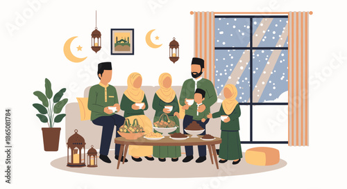 Family Gathering for Ramadan Iftar Meal Celebration 1.