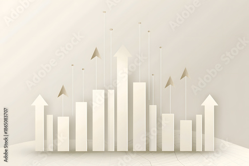 Minimal Abstract Growth Chart with Upward Arrows Representing Business Success