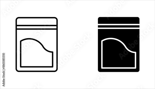 Zip bag icons set. Outline set of vacuum zipper bag, vector illustration on white background