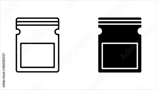 Zip bag icons set. Outline set of vacuum zipper bag, vector illustration on white background