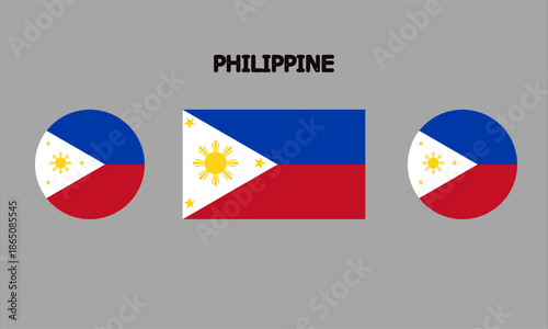 Philippines flag in circle and rectangle shape, Philippines flag in high quality used in Philippines country