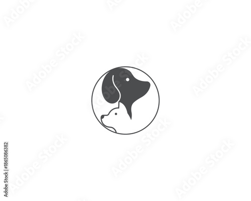 Dog and cat logo design template vector, line of pet logo design suitable for pet shop, store, cafe, business, hotel, veterinary clinic, Domestic animal vector illustration logotype, sign, symbol