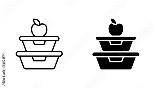 Lunchbox icon set. Fast food. Take away. Plastic box for school or work. vector illustration on white background