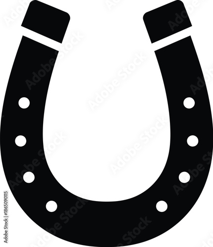 Black horseshoe icon simple design element on transparent background silhouette