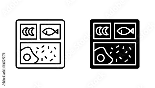 Lunchbox icon set. Fast food. Take away. Plastic box for school or work. vector illustration on white background