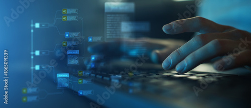 Tableau sur toile Project Workflow Management and Task Automation Displayed on Digital Interface