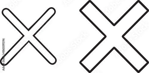 Two X marks symbols of different sizes on a white background cross cancel