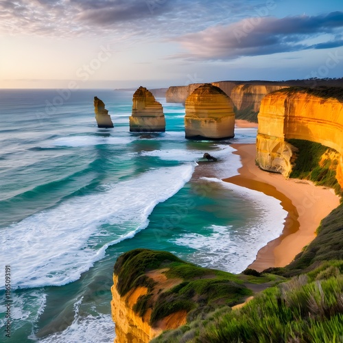  Iconic limestone sea stacks along Australia's Great Ocean Road