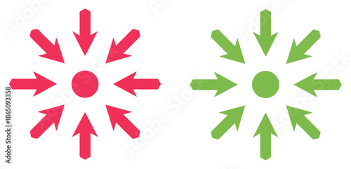 arrow inward outward icon set