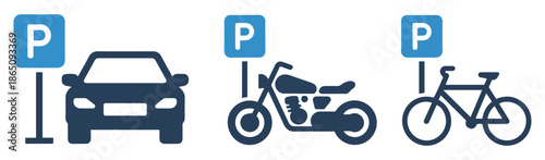 public parking icon for cars bikes