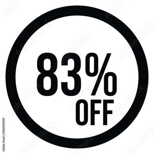 83% OFF Sale Discount Round Badge Icon Isolated on White