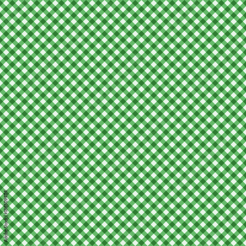 Diagonal Forest Green Gingham Seamless Pattern. Bias Christmas Plaid Texture.
