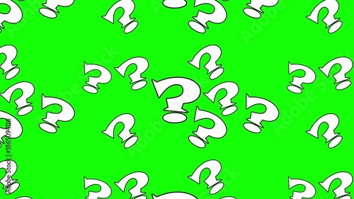 Collection of question marks with falling down animation on green screen