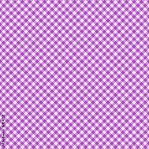 Diagonal Lavender Purple Gingham Seamless Pattern. Bias Sweet Plaid Texture.