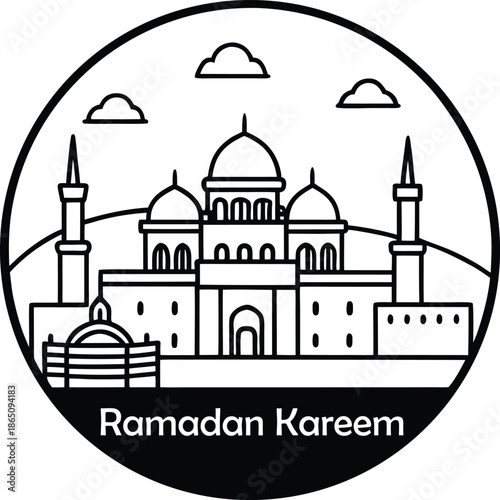 Vector line art of the Madina Sharif.