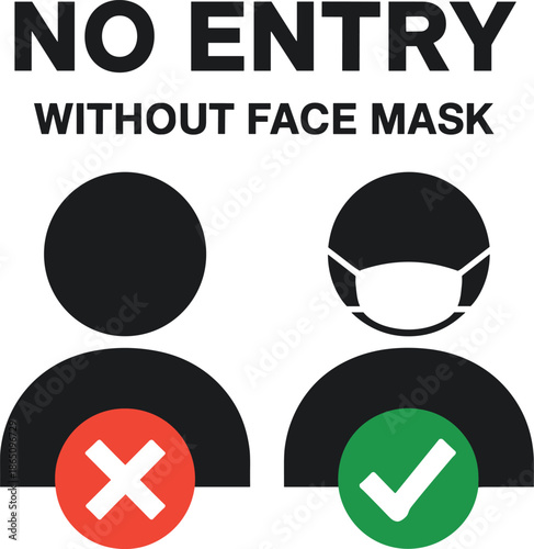 Face mask policy no entry signage public health safety precautions coronavirus protection