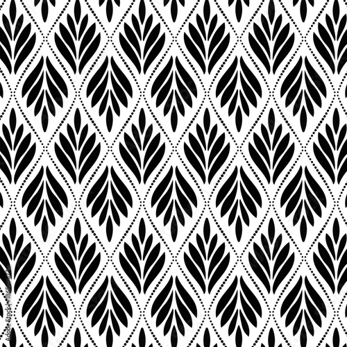Magnificent black and white ornament on a transparent background.Vector seamless black and white pattern on transparent background.