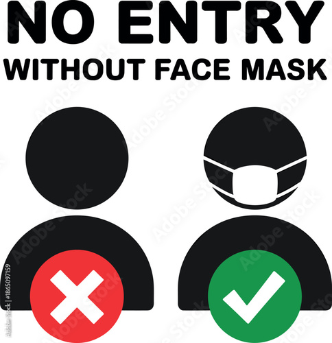 Face mask required no entry sign public health safety awareness