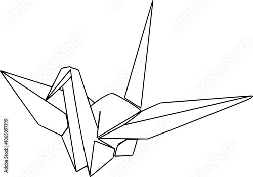 An origami crane on transparent background