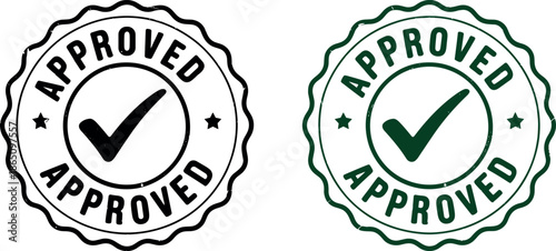 Approved stamp icons certification seal symbols quality assurance logos