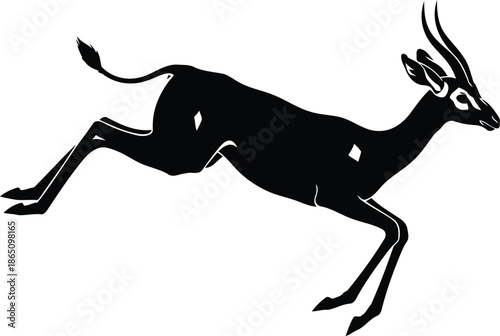 Elegant leaping gazelle silhouette graphic design element