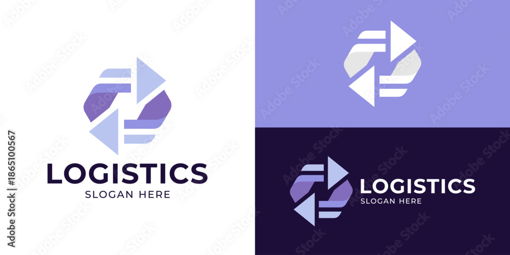 Naklejka premium Creative modern logistics logo template. Modern delivery service symbol, Expedition company logo design vector illustration.
