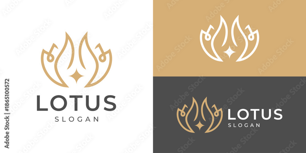 Obraz premium Luxury lotus flower logo template. Beauty spa logo design vector illustration.