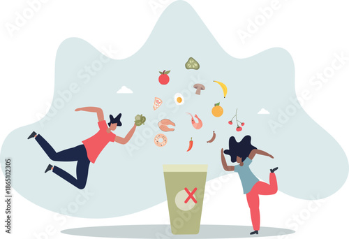 Save earth and throw away less food to avoid garbage.Zero waste for sustainable and environmental consumerism problem solution.life and employment of people.