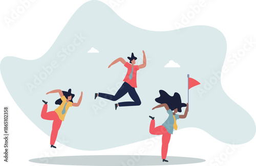 Leader determination to lead team to success, motivation to win together, direction forward for future success,life and employment of people.