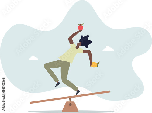 Comparison, decision to choose alternative choices, doubt or thoughtful compare good and bad things for best result,life and employment of people.