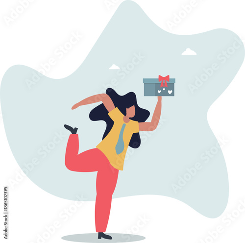 Gift reward program, bonus or surprise present for customer, employee reward or lucky prize, birthday gift box or festive incentive,life and employment of people.